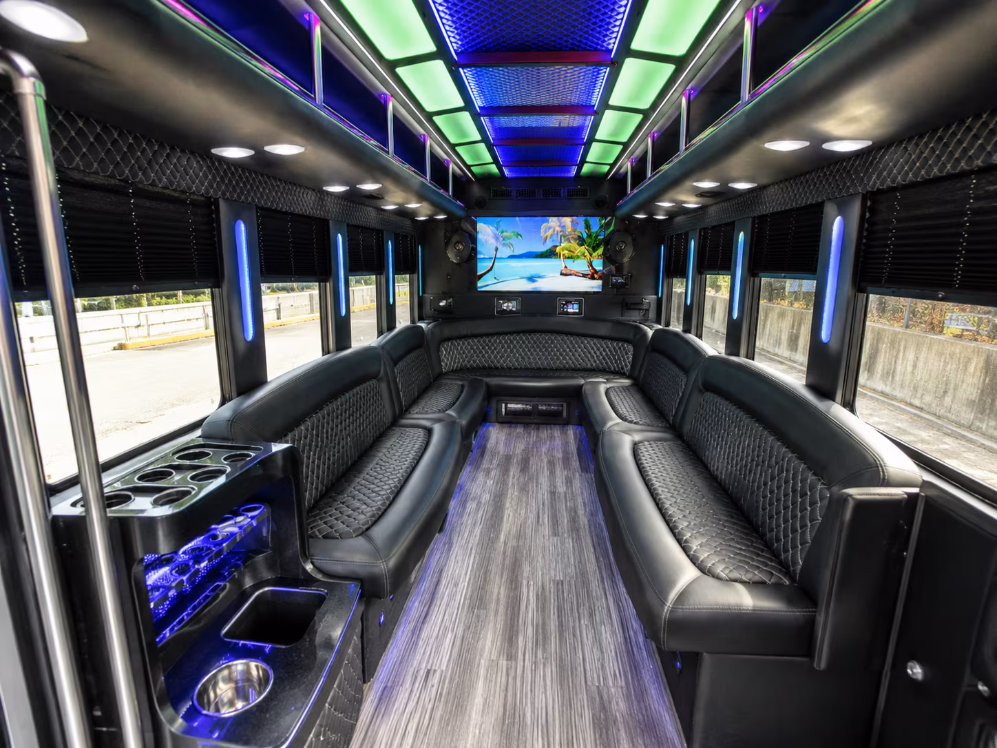 hoboken 18 passenger party bus inside