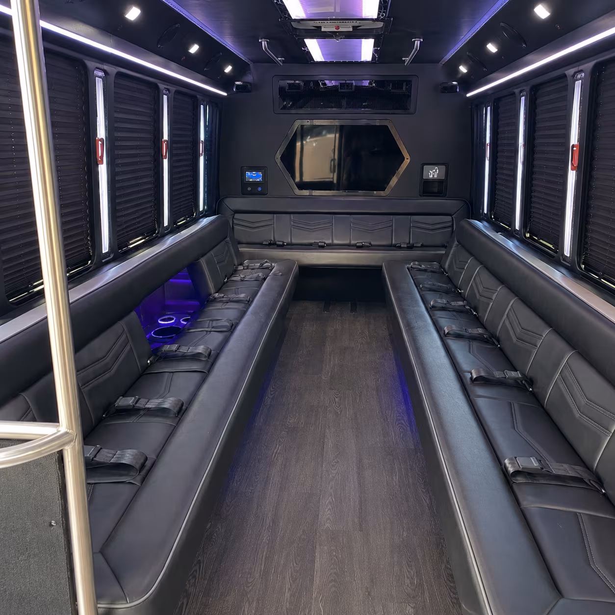 hoboken 18 passenger party bus interior