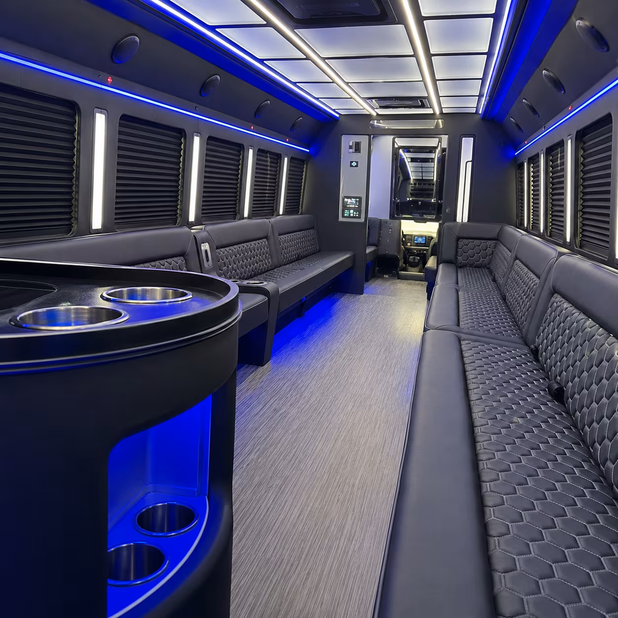 hoboken party bus rental interior